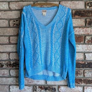 🐦 Mudd Bright Blue Loose Cable Knit Sweater Size L